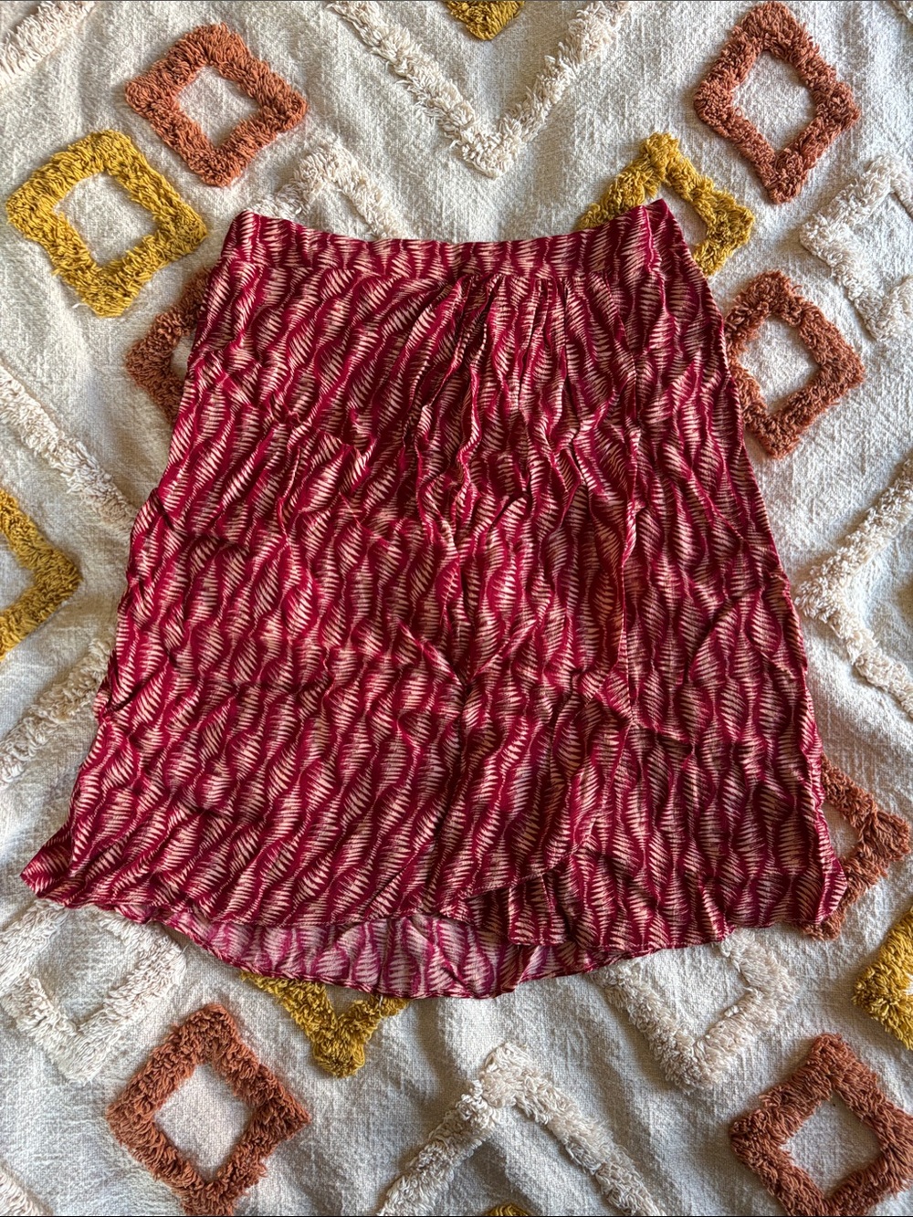Anthropologie Red Patterned A-Line Skirt